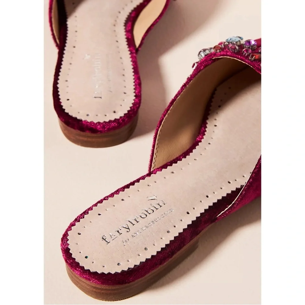 Anthropologie Farylrobin Tarray Embellished Velvet Flats NWT SZ 10 - Picture 4 of 15